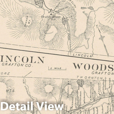 Historic Map : Franconia & Lincoln & Woodstock 1892 , Town and City Atlas State of New Hampshire , Vintage Wall Art