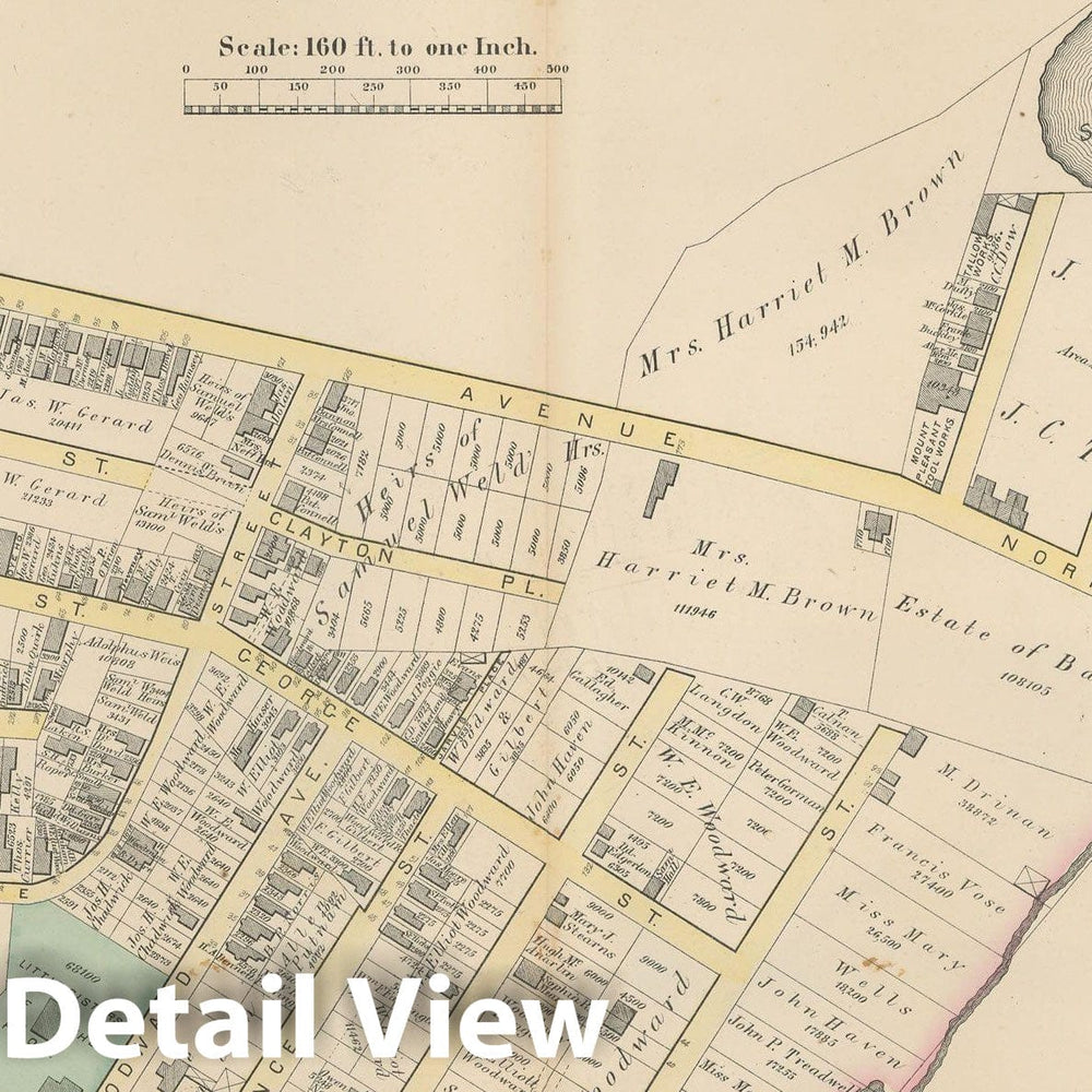 Historic Map : Atlas of County of Suffolk, MA Vol. 2nd, Roxbury 1873 Plate B , Vintage Wall Art