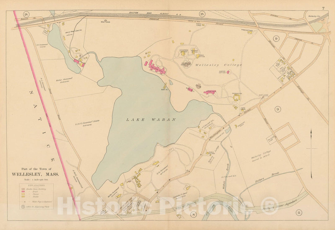 Historic Map : Atlas of Wellesley, Wellesley 1897 Plate 007 , Vintage Wall Art