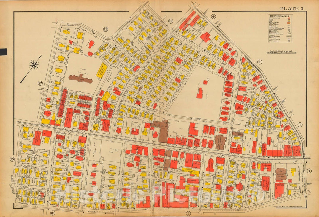 Historic Map : Atlas City of Worcester MA 1922 Plate 003 , Vintage Wall Art