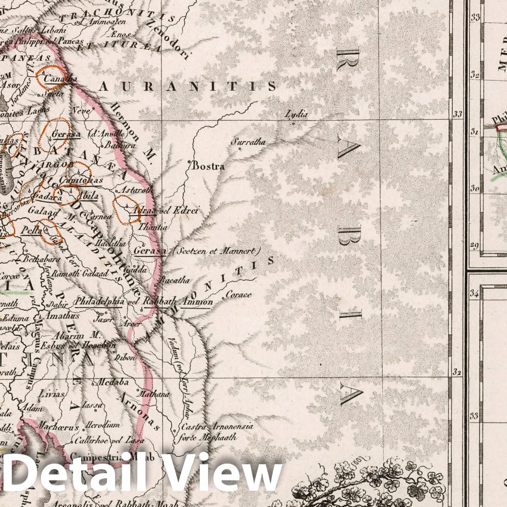 Historic Map : Israel,Palestine. Royaume des Israelites sous David et Salomon. Des Douze Tribus. 1812 , Vintage Wall Art