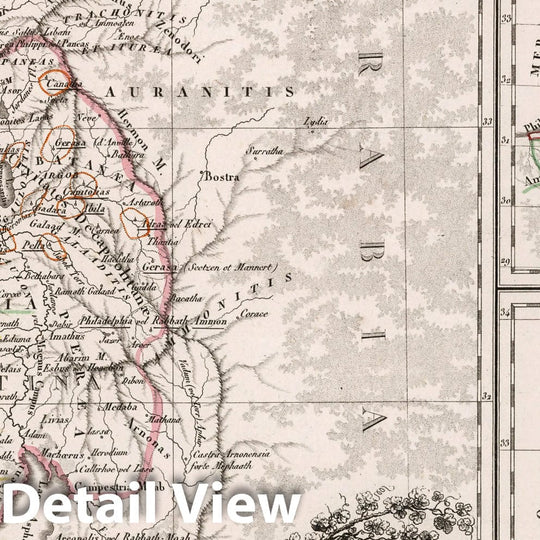 Historic Map : Israel,Palestine. Royaume des Israelites sous David et Salomon. Des Douze Tribus. 1812 , Vintage Wall Art
