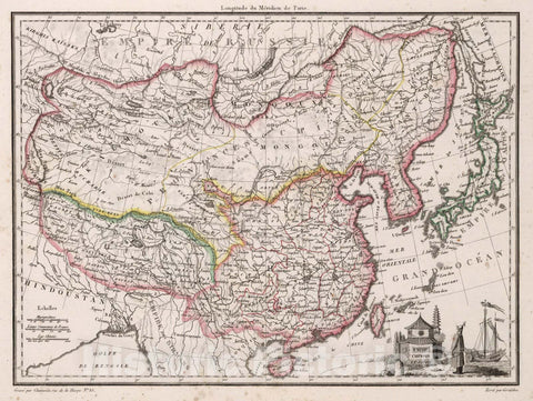 Historic Map : China,Empire Chinois et Japan. 1812 , Vintage Wall Art