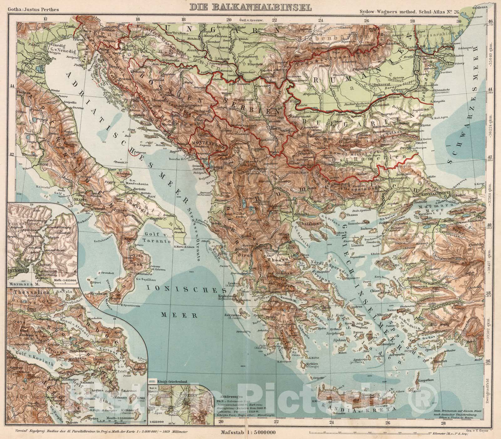 Historic Map : Greece, BalkansNo. 26. Die Balkanhalbinsel. 1902 , Vintage Wall Art