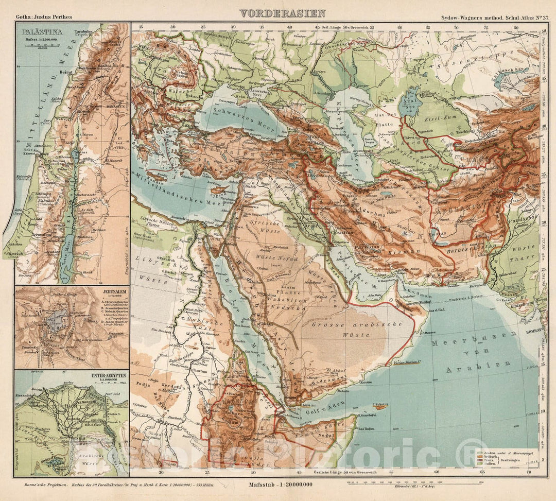 Historic Map : Saudi Arabia, Middle EastNo. 37. Vorderasien. 1902 , Vintage Wall Art