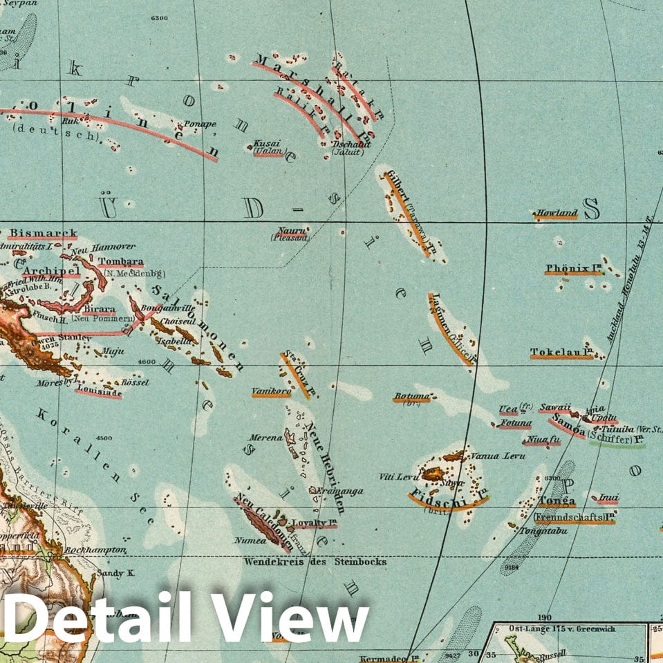 Historic Map : Australia, Polynesia, PacificNo. 40. Australien und Polynesien. 1902 , Vintage Wall Art