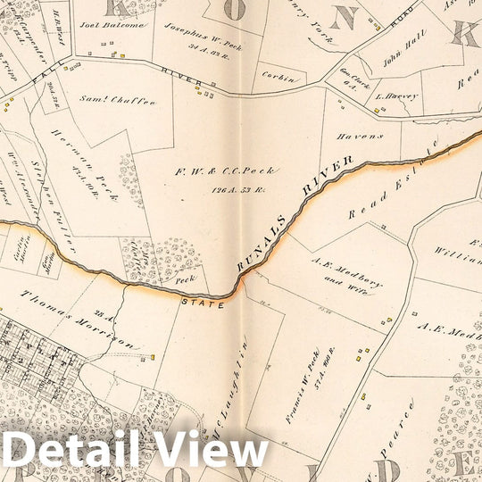 Historic Wall Map : East Providence (R.I.), Plate 25. Parts of the Towns of Seekonk, Bristol Co, Mass. and East Providence, Providence Co, R.I. 1882 - Vintage Wall Art