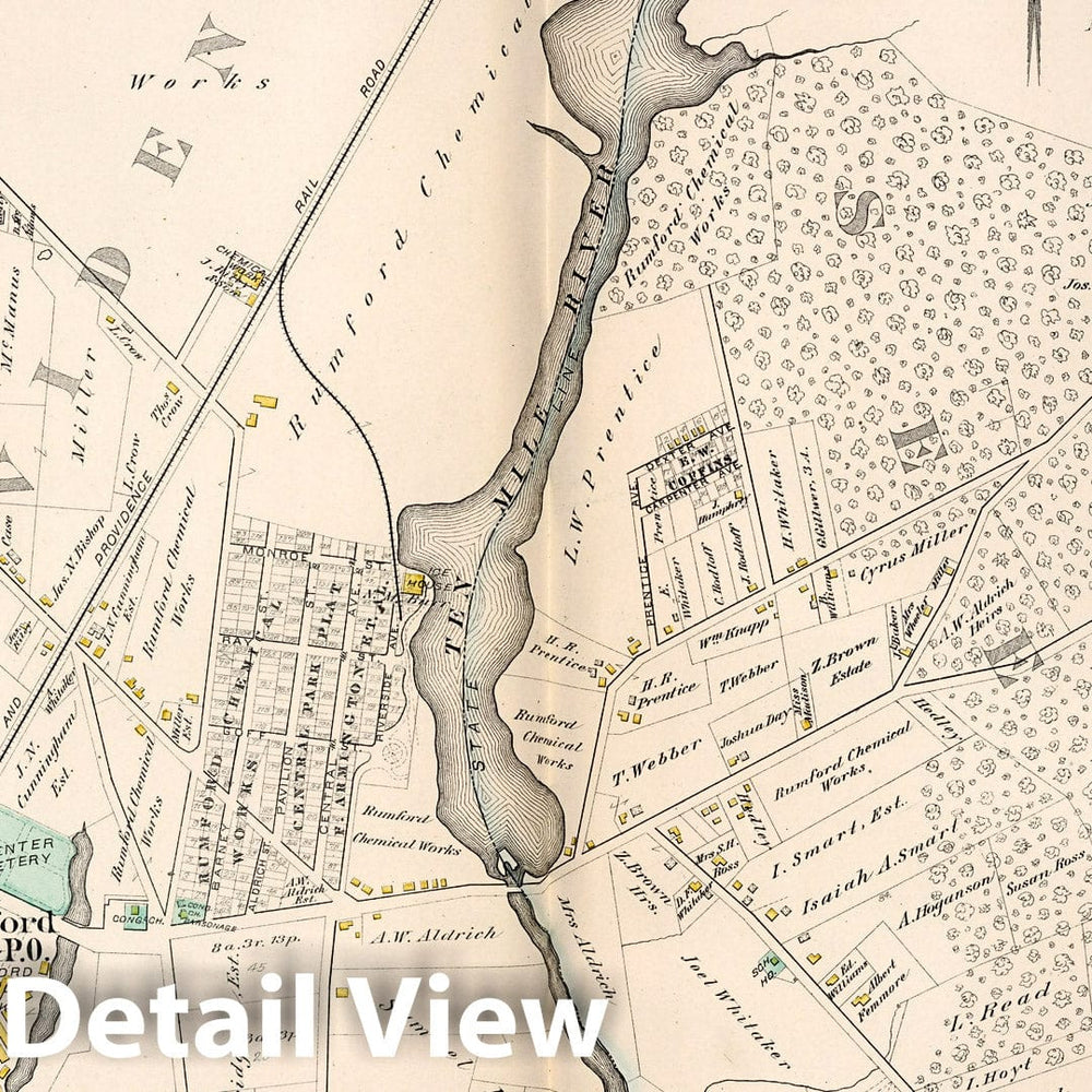 Historic Map : East Providence (R.I.), Plate 27. Parts of the Towns of Seekonk, Bristol Co, Mass. and East Providence, Providence Co,R.I. 1882 - Vintage Wall Art