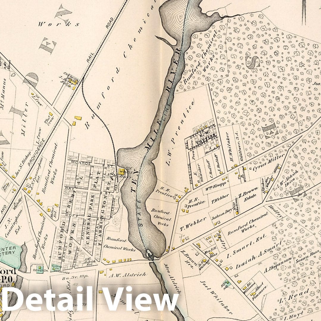 Historic Map : East Providence (R.I.), Plate 27. Parts of the Towns of Seekonk, Bristol Co, Mass. and East Providence, Providence Co,R.I. 1882 - Vintage Wall Art