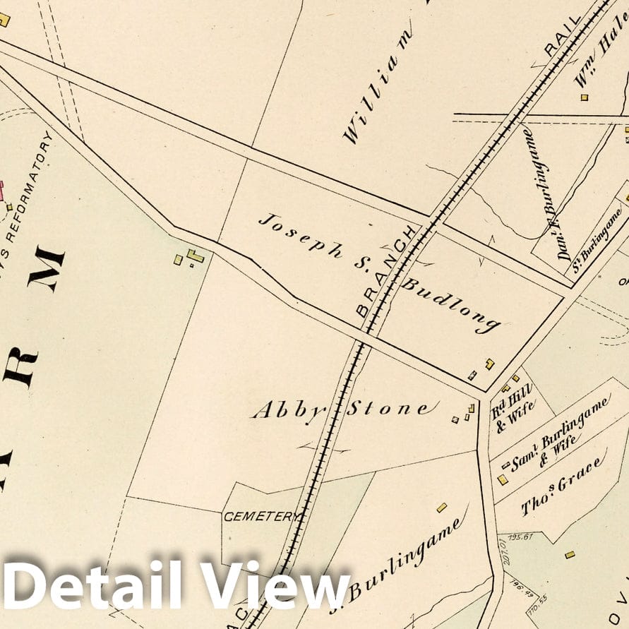 Historic Map : Cranston (R.I.), City Atlas Map, Plate 42. Part of Cranston, Prov. Co, R.I. 1882 - Vintage Wall Art