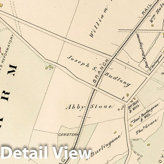 Historic Map : Cranston (R.I.), City Atlas Map, Plate 42. Part of Cranston, Prov. Co, R.I. 1882 - Vintage Wall Art