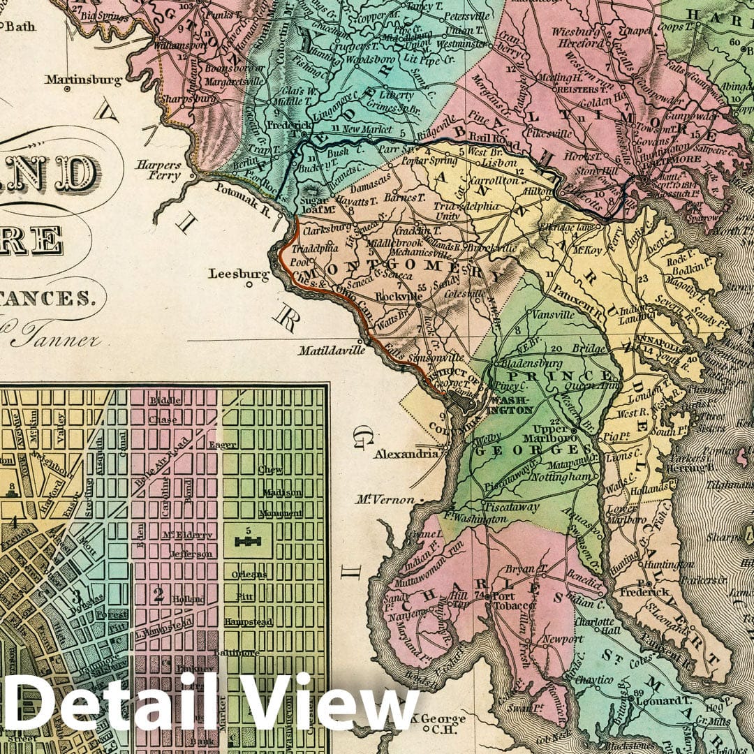 Historic Map : World Atlas Map, Maryland and Delaware. 1833 - Vintage Wall Art