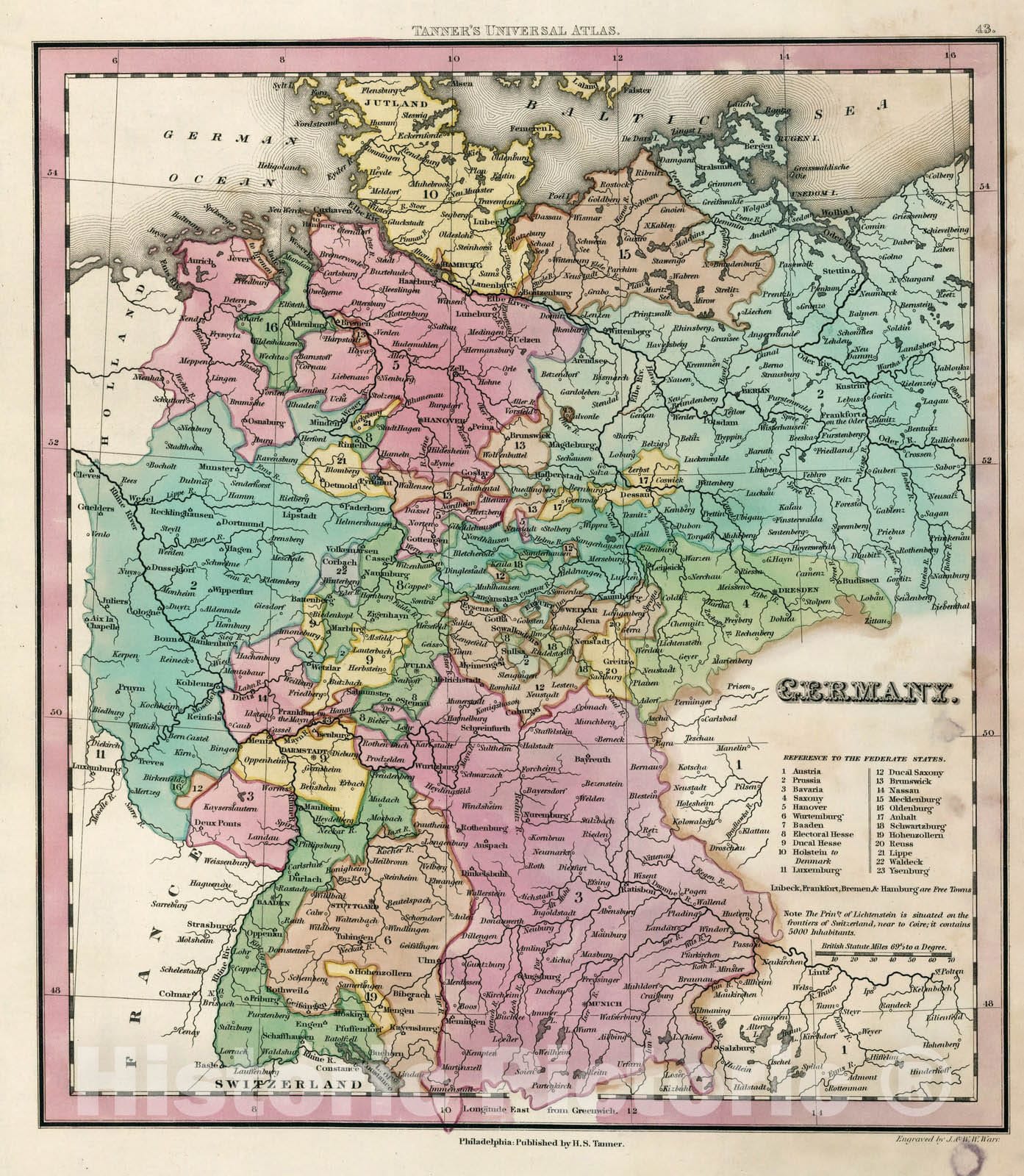 Historic Map : World Atlas Map, Germany. 1833 - Vintage Wall Art