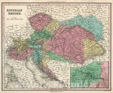 Historic Map : World Atlas Map, Austrian Empire. 1834 - Vintage Wall Art