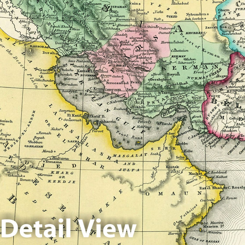 Historic Map : World Atlas Map, Persia and Arabia. 1835 - Vintage Wall Art