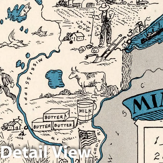Historic Map : School Atlas Map, Minnesota. 1931 - Vintage Wall Art