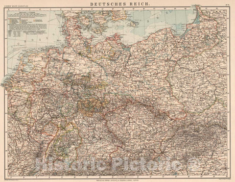 Historic Map : Germany, Berlin Region , GermanyNo.14: Deutsches Reich 1899 , Vintage Wall Art