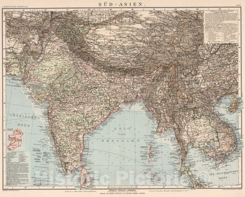 Historic Map : India, South AsiaNo. 42: Sud-Asien 1898 , Vintage Wall Art