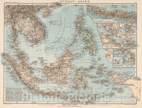 Historic Map : Southeast Asia, East IndiesNo. 43: Sudost-Asien 1898 , Vintage Wall Art