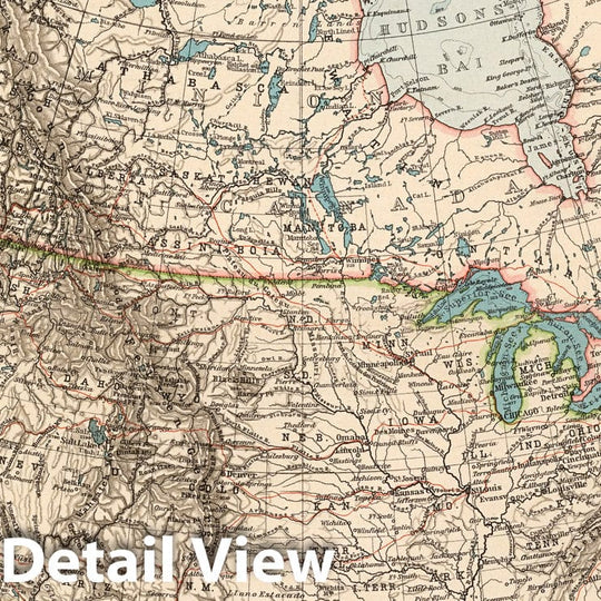 Historic Map : World Atlas Map, No. 54: Nord-Amerika 1898 - Vintage Wall Art