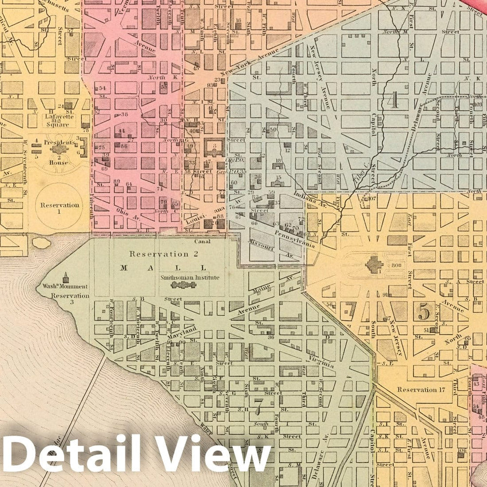 Historic Map : World Atlas Map, City of Washington : Published by Charles Desilver.16 1859 - Vintage Wall Art