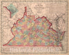Historic Map : A New Map of the State of Virginia : Published by Charles Desilver, 1859 - Vintage Wall Art