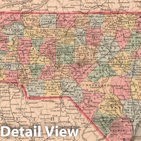 Historic Map : A New Map of the State of North Carolina : Published by Charles Desilver, 1859 - Vintage Wall Art