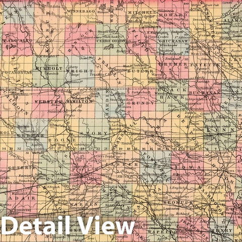 Historic Map : A New Map of the State of Iowa : Published by Charles Desilver, 1859 - Vintage Wall Art