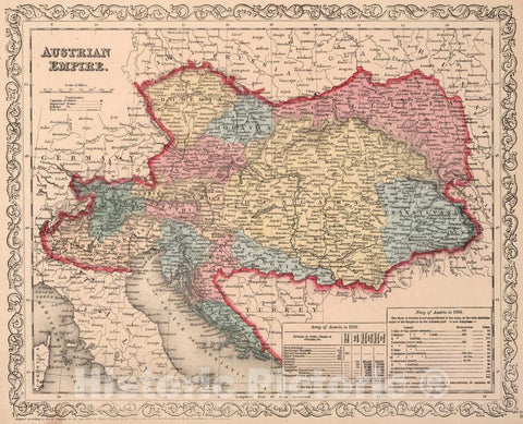 Historic Wall Map : World Atlas Map, Austrian Empire. 56 1859 - Vintage Wall Art