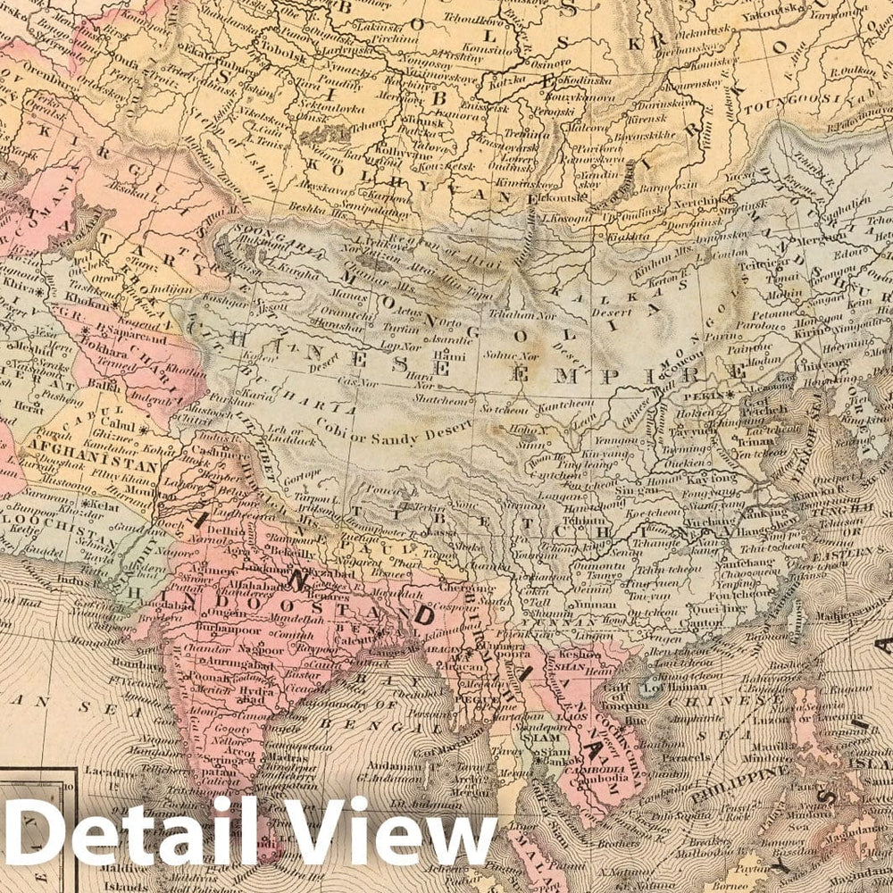 Historic Map : World Atlas Map, Asia. 67 1859 - Vintage Wall Art