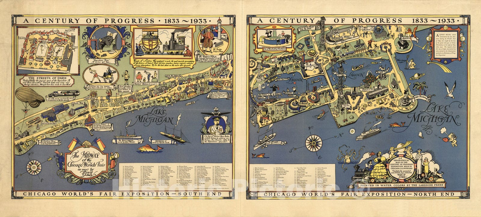 Historic Map - A Century of Progress, 1833-1933 : Chicago World's Fair Exposition 1933 - Vintage Wall Art