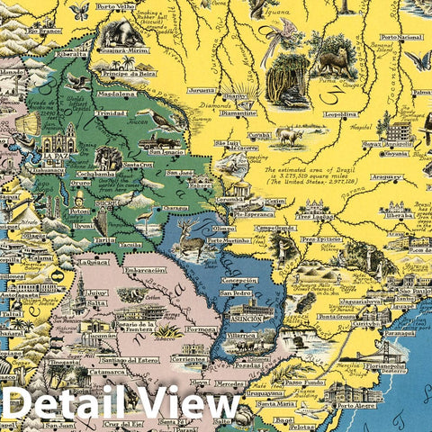 Historic Map : The Good Neighbor Pictorial Map of South America, 1942 - Vintage Wall Art