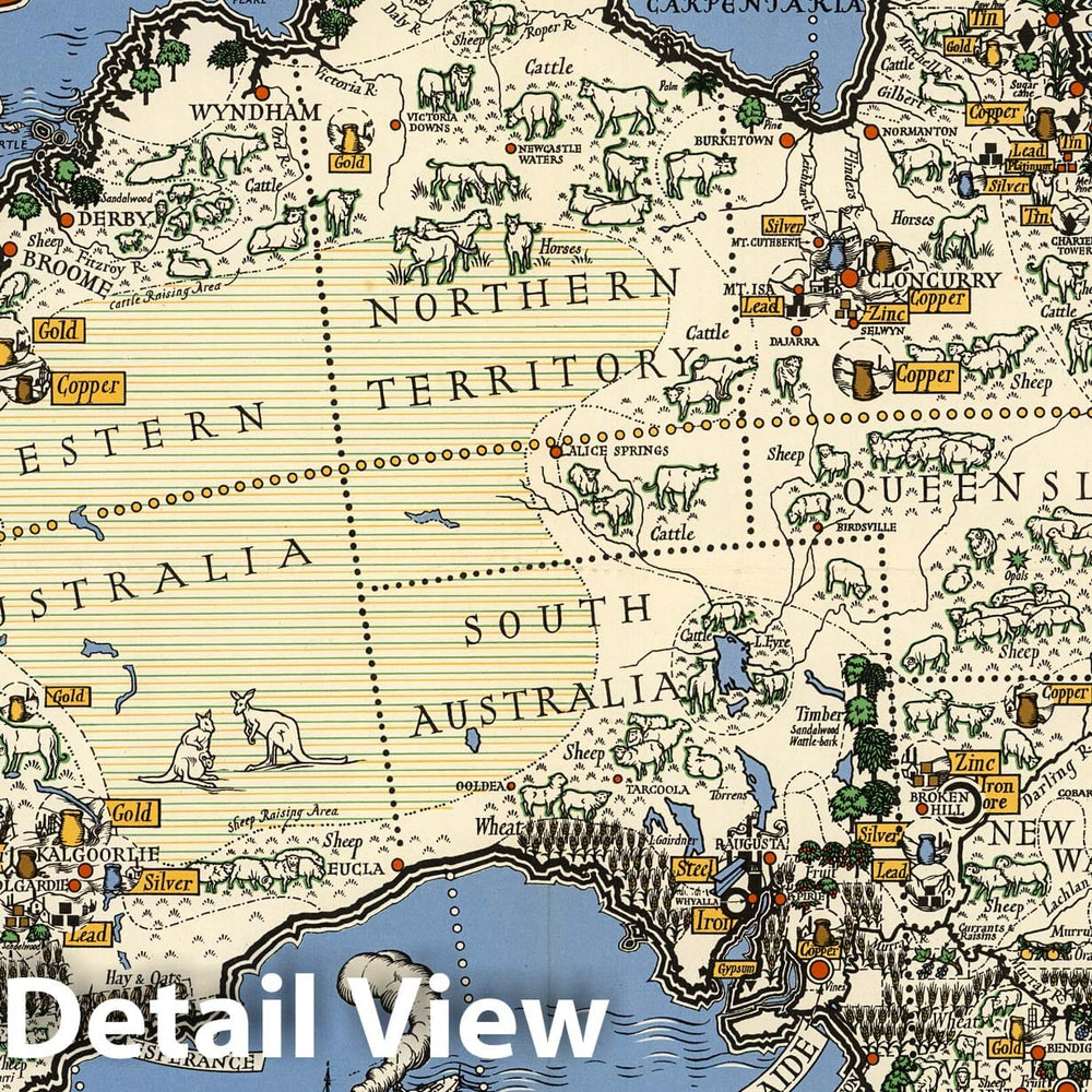 Historic Map : Australia: her natural and industrial resources 1947 - Vintage Wall Art