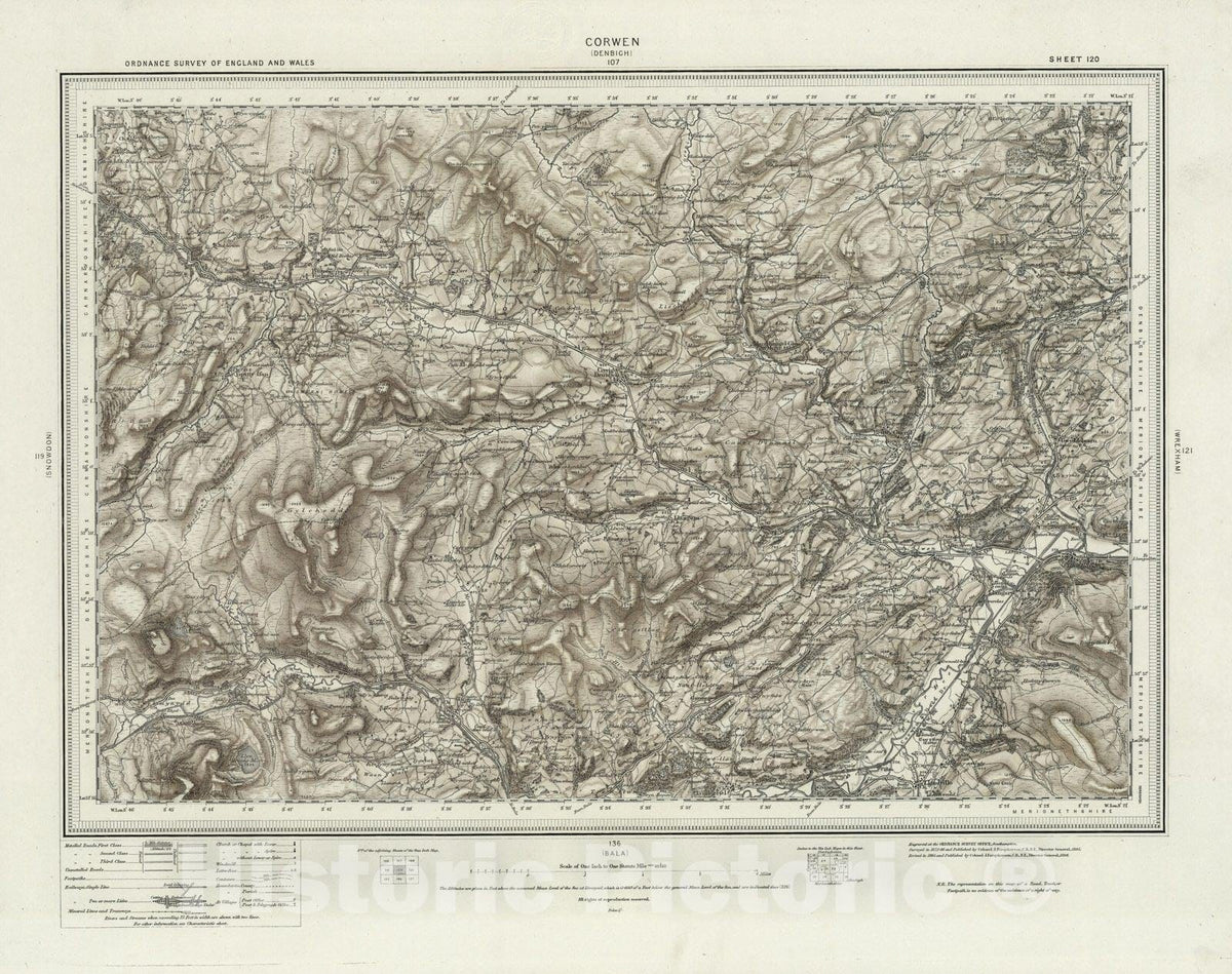Historic Wall Map : 120 Corwen (Hills) 1898 - Vintage Wall Art ...