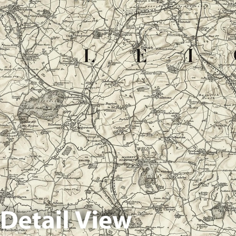 Historic Map : 155 Atherstone (Hills) 1899 - Vintage Wall Art