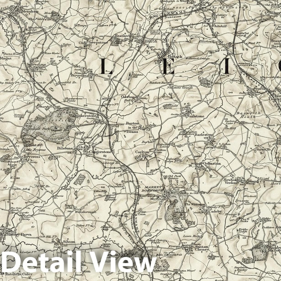Historic Map : 155 Atherstone (Hills) 1899 - Vintage Wall Art