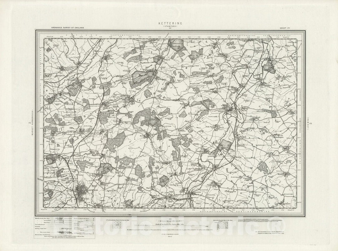 Historic Map : 171 Kettering 1898 - Vintage Wall Art