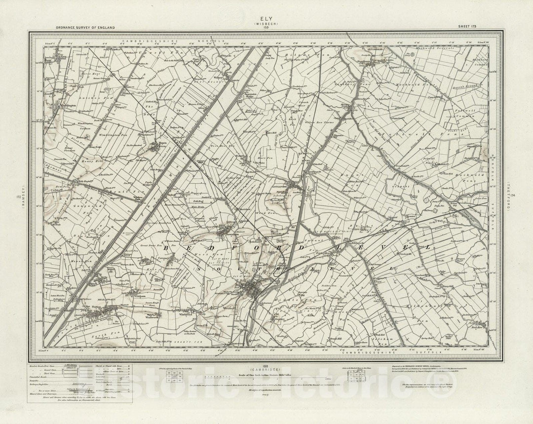 Historic Map : 173 Ely (Hills) 1898 - Vintage Wall Art