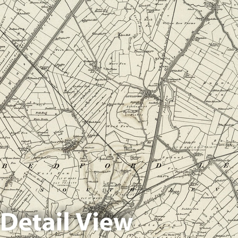 Historic Map : 173 Ely (Hills) 1898 - Vintage Wall Art