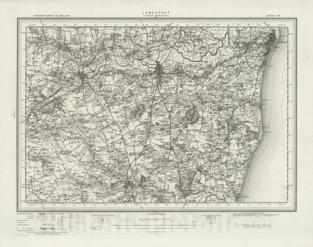 Historic Map : 176 Lowestoft 1899 - Vintage Wall Art
