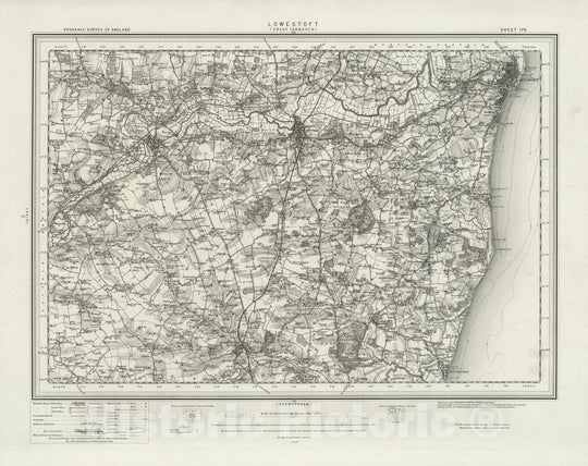 Historic Map : 176 Lowestoft 1899 - Vintage Wall Art