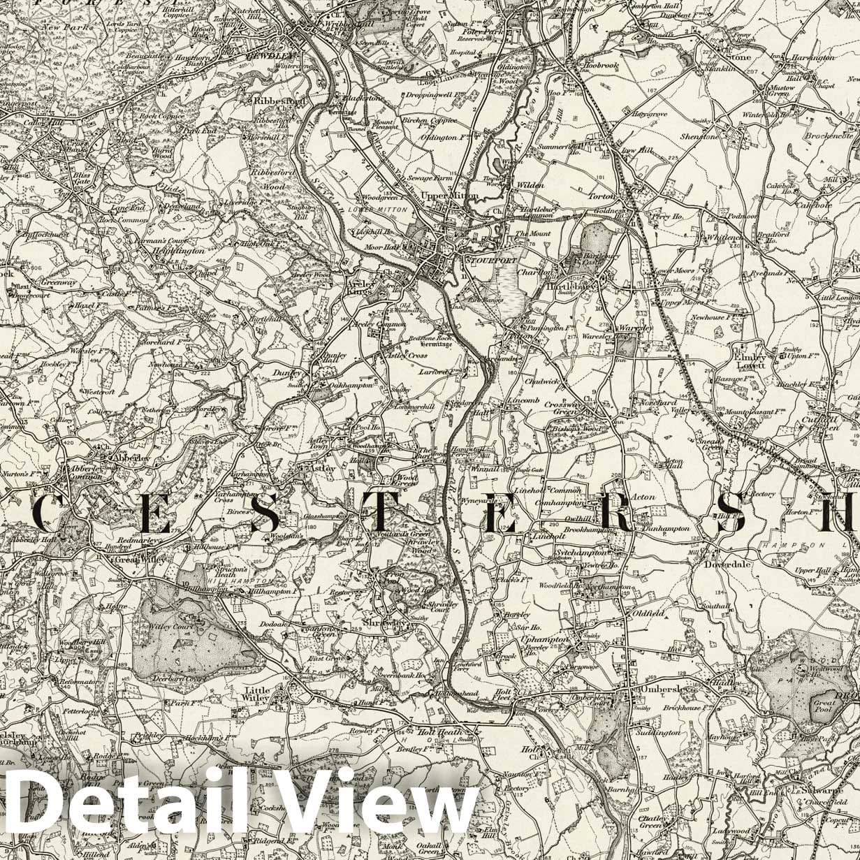 Historic Map 182 Droitwich 1898 Vintage Wall Art Historic Pictoric