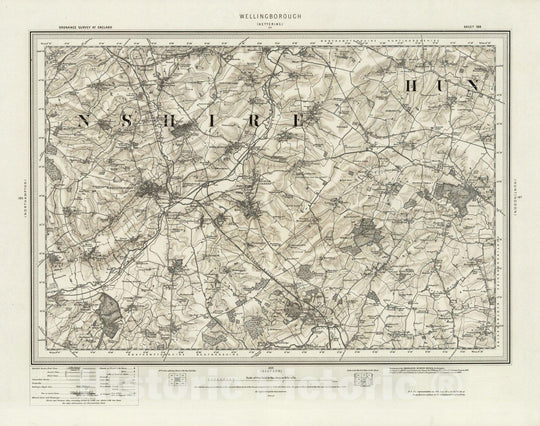 Historic Map : 186 Wellingborough (Hills) 1898 - Vintage Wall Art