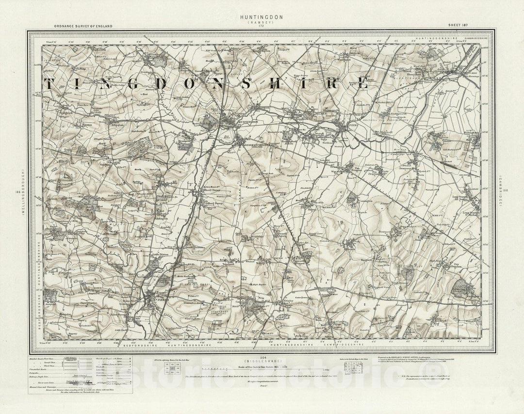 Historic Map : 187 Huntingdon (Hills) 1899 - Vintage Wall Art