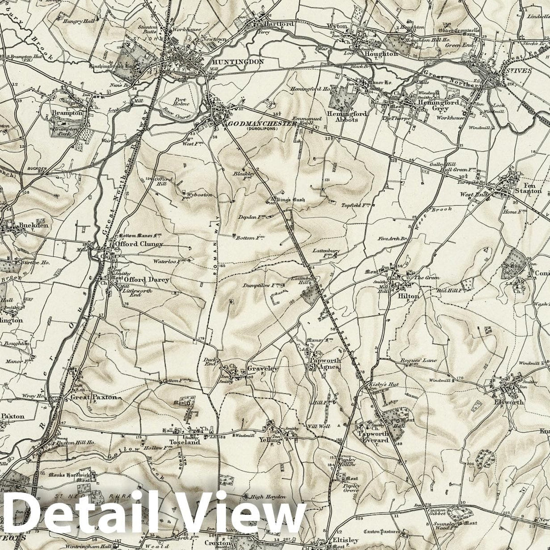 Historic Map : 187 Huntingdon (Hills) 1899 - Vintage Wall Art
