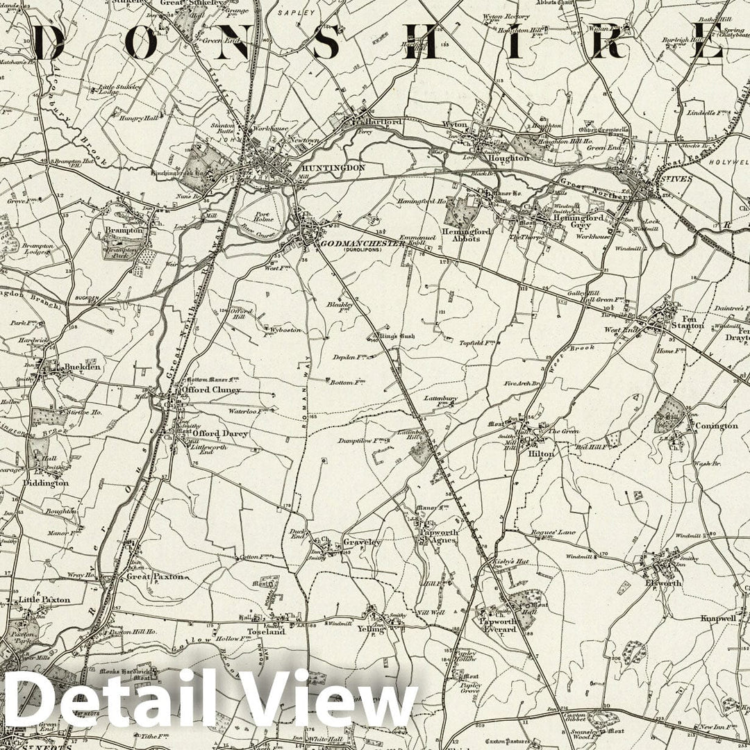 Historic Map : 187 Huntingdon 1899 - Vintage Wall Art