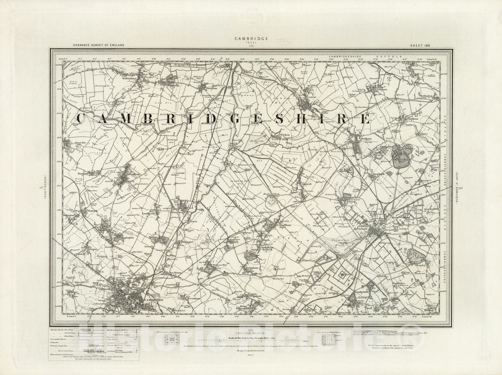 Historic Map : 188 Cambridge 1898 - Vintage Wall Art