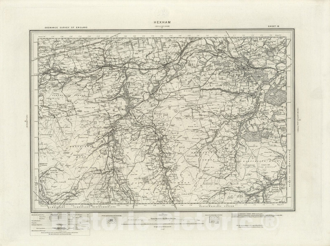 Historic Map : 19 Hexham 1897 - Vintage Wall Art