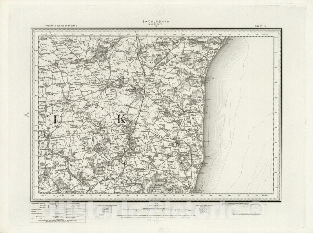Historic Map : 191 Saxmundham 1898 - Vintage Wall Art