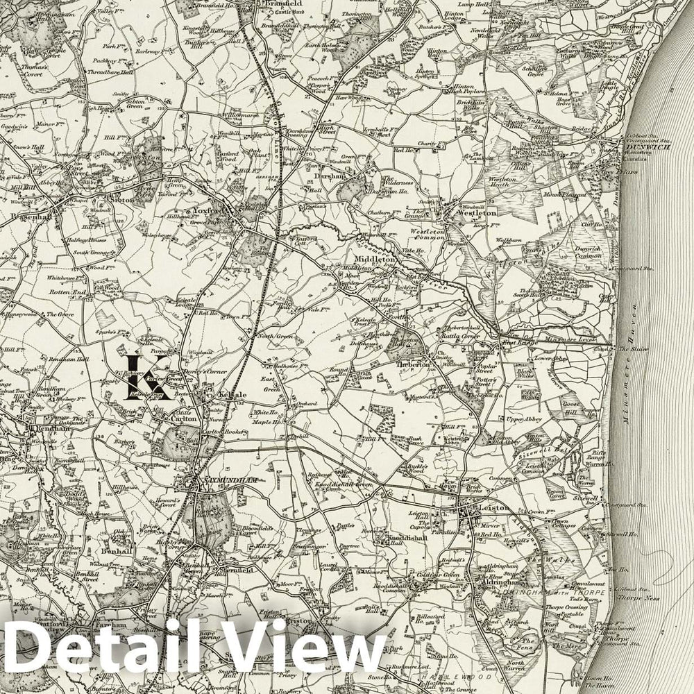 Historic Map : 191 Saxmundham 1898 - Vintage Wall Art